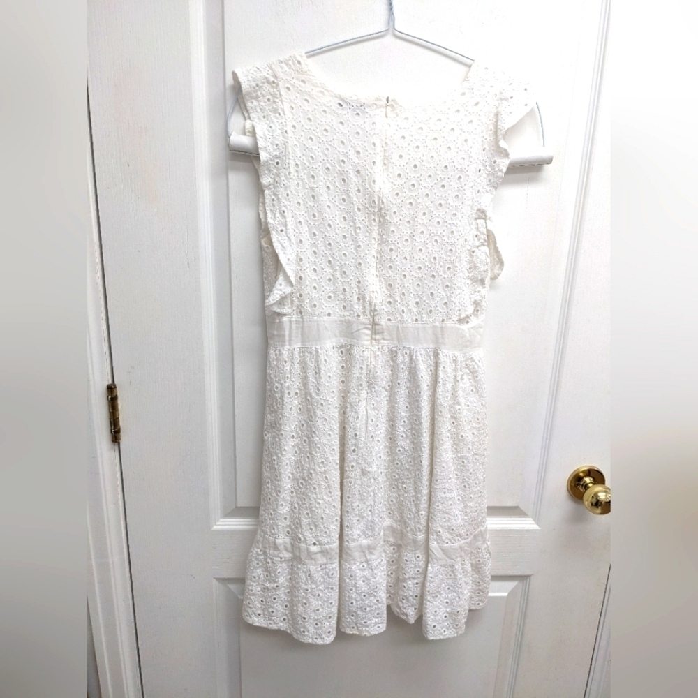 Luc-ce women's white cotton eyelet sleeveless mini dress size medium - Picture 2 of 12
